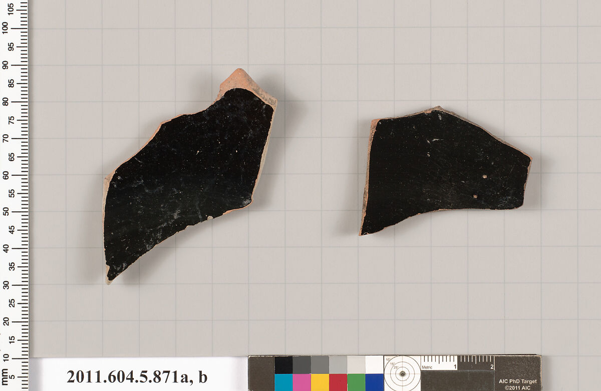 Terracotta fragments of kylikes (drinking cups), Terracotta, Greek, Attic