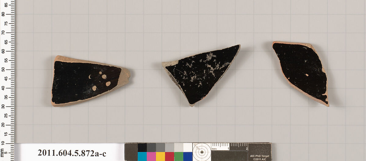 Terracotta fragments of kylikes (drinking cups), Terracotta, Greek, Attic