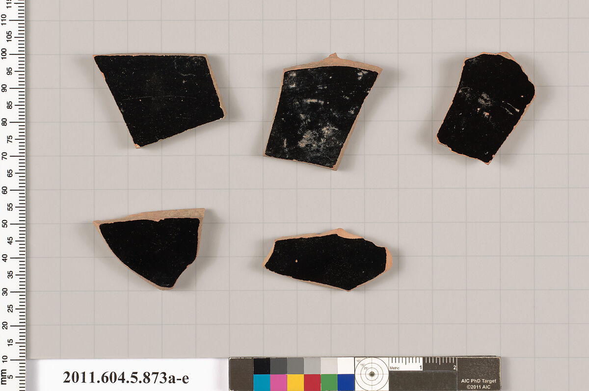 Terracotta fragments of kylikes (drinking cups), Terracotta, Greek, Attic