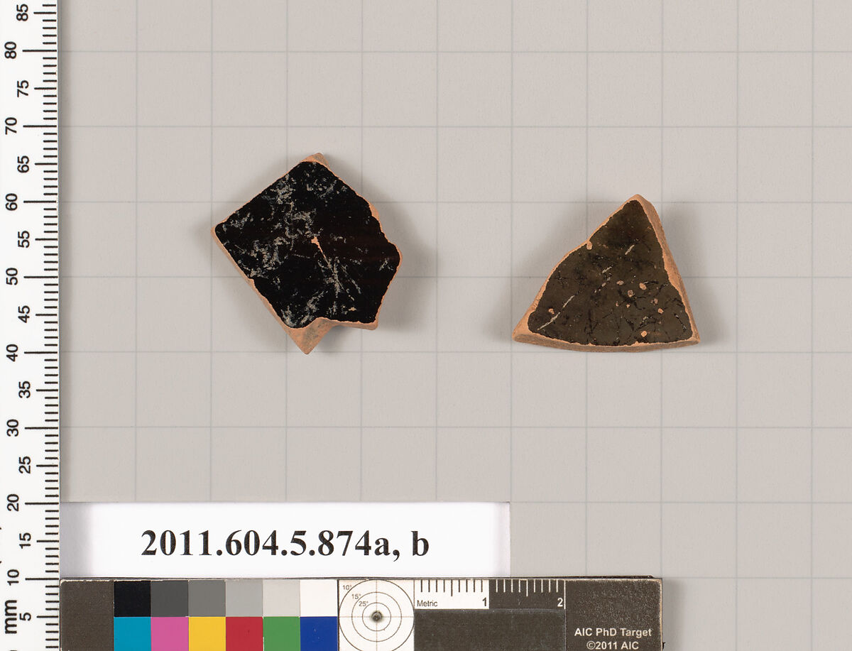 Terracotta fragments of kylikes (drinking cups), Terracotta, Greek, Attic