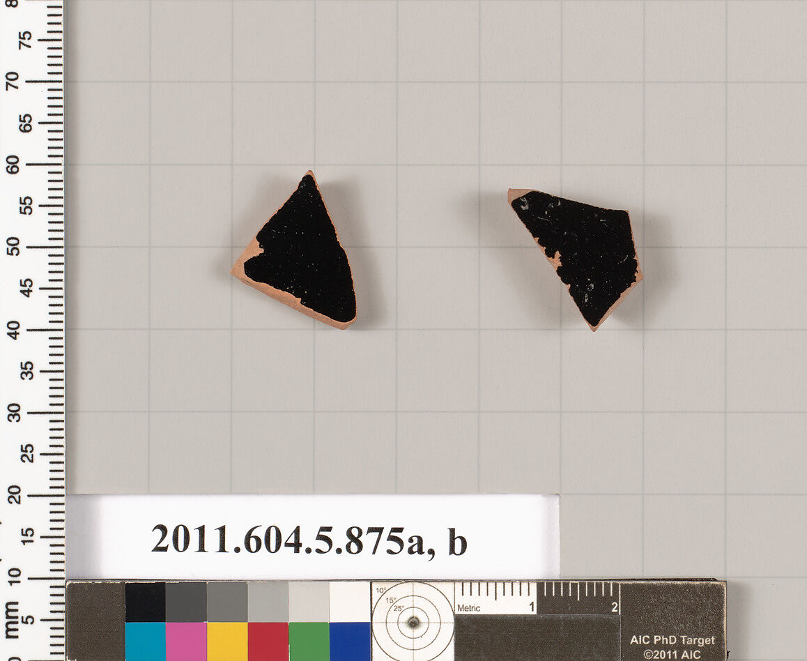 Terracotta fragments of kylikes (drinking cups), Terracotta, Greek, Attic
