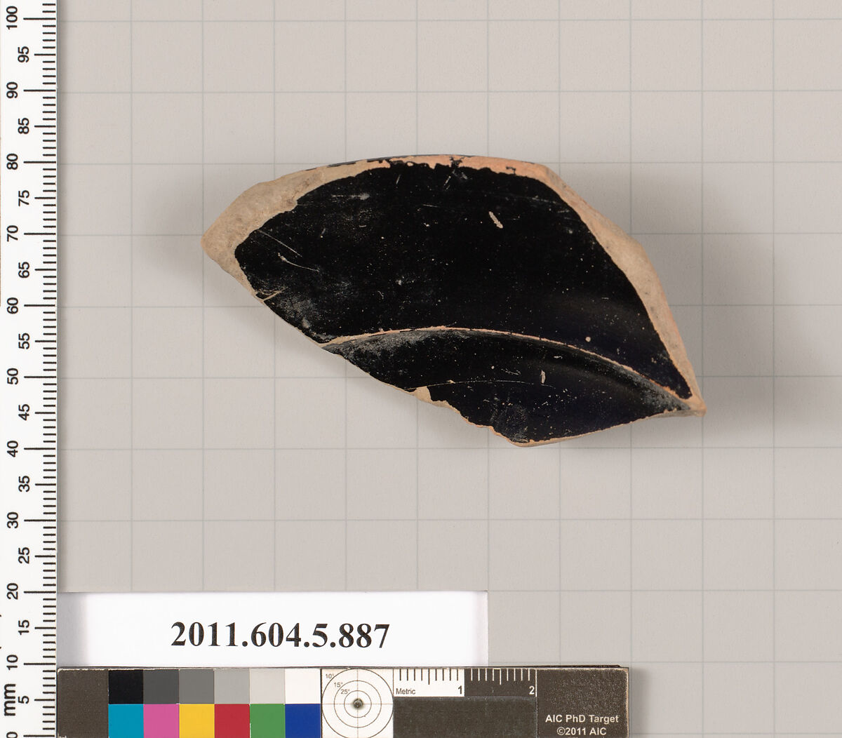 Terracotta rim fragment of a kylix (drinking cup), Terracotta, Greek, Attic