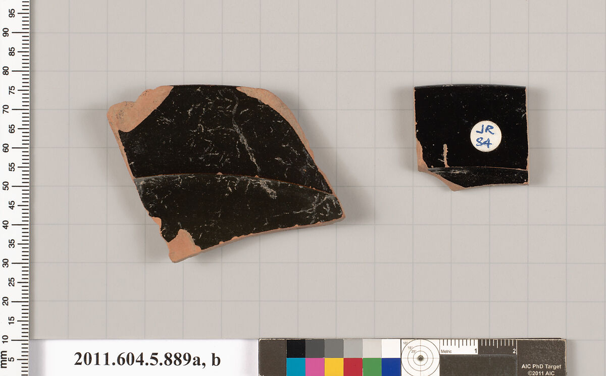 Terracotta rim fragments of kylikes (drinking cups), Terracotta, Greek, Attic