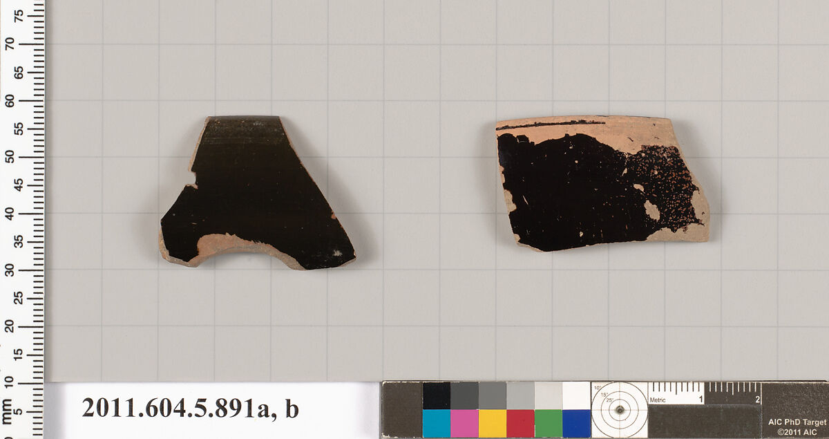 Terracotta rim fragments of kylikes (drinking cups), Terracotta, Greek, Attic