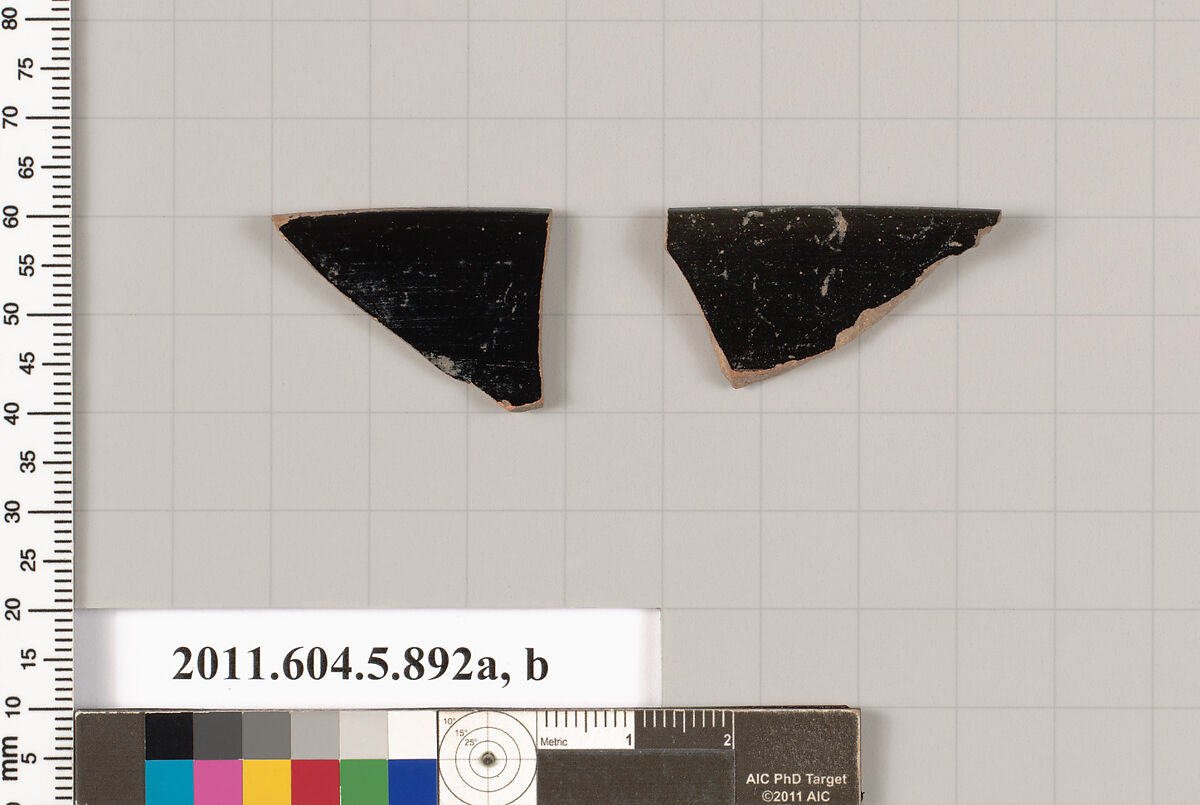 Terracotta rim fragments of kylikes (drinking cups), Terracotta, Greek, Attic