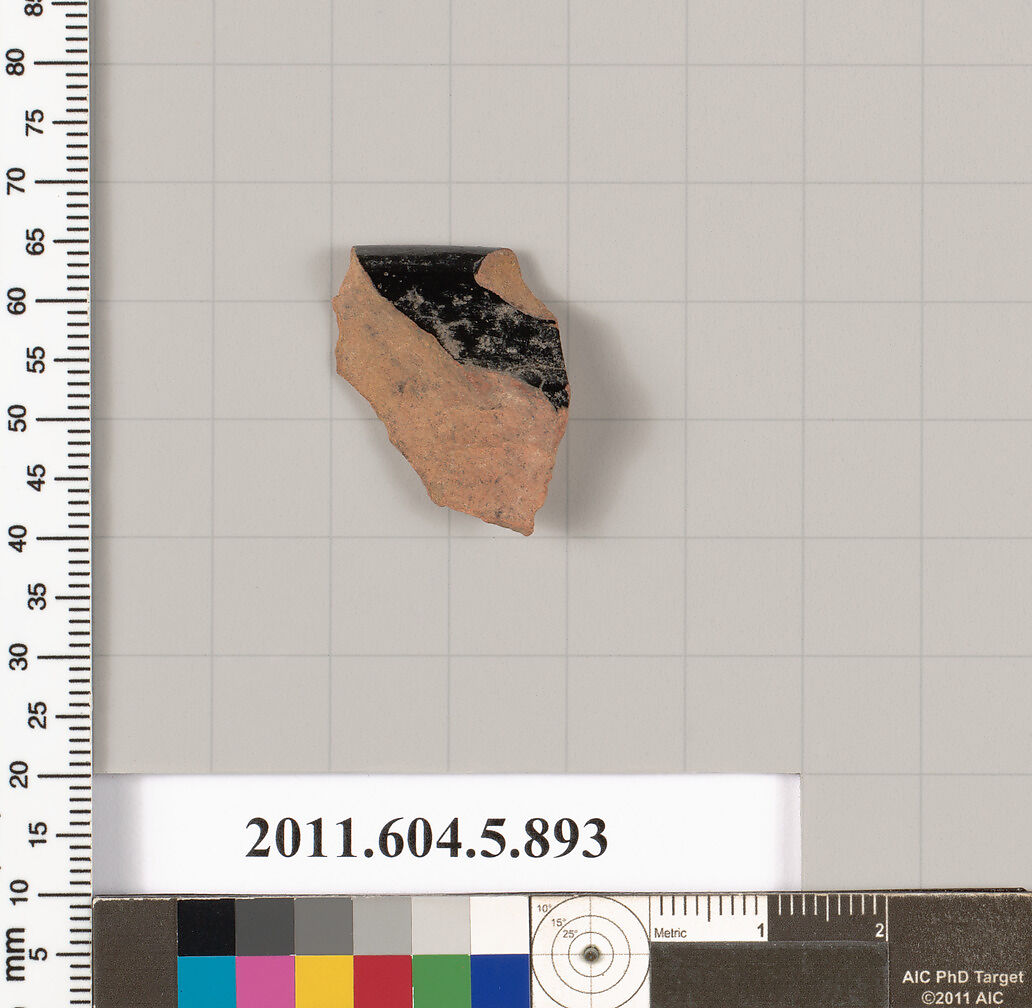 Terracotta rim fragment of a kylix (drinking cup), Terracotta, Greek, Attic