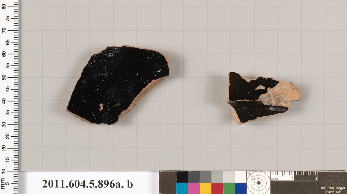 Terracotta fragments of kylikes (drinking cups), Terracotta, Greek, Attic