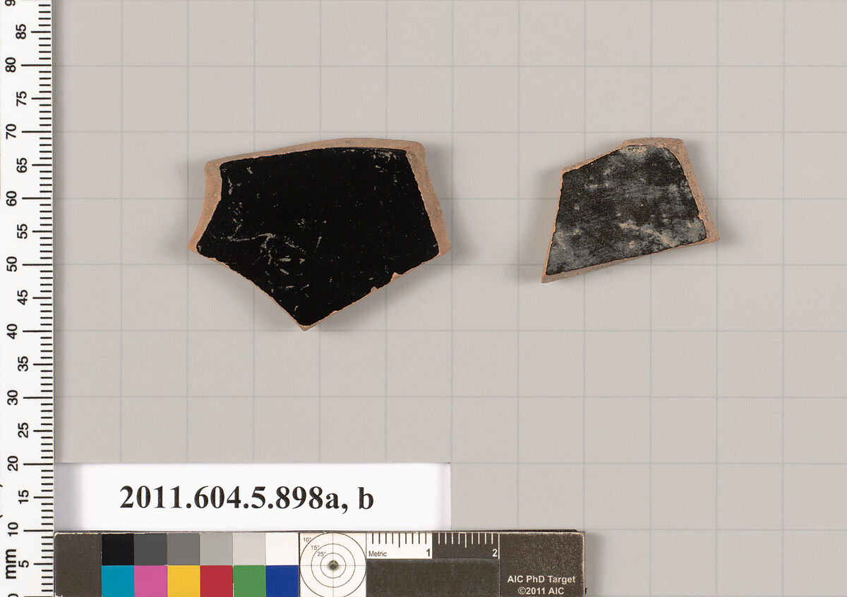 Terracotta fragments of kylikes (drinking cups), Terracotta, Greek, Attic