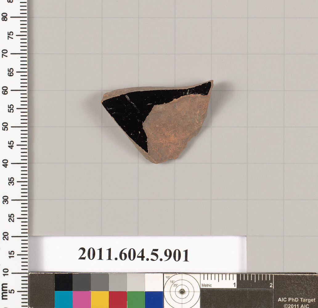 Terracotta fragment of a kylix (drinking cup), Terracotta, Greek, Attic