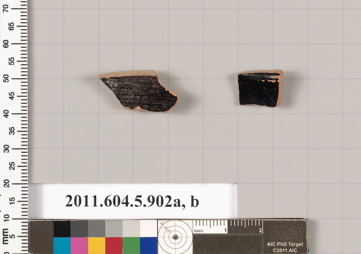 Terracotta fragments of kylikes (drinking cups), Terracotta, Greek, Attic