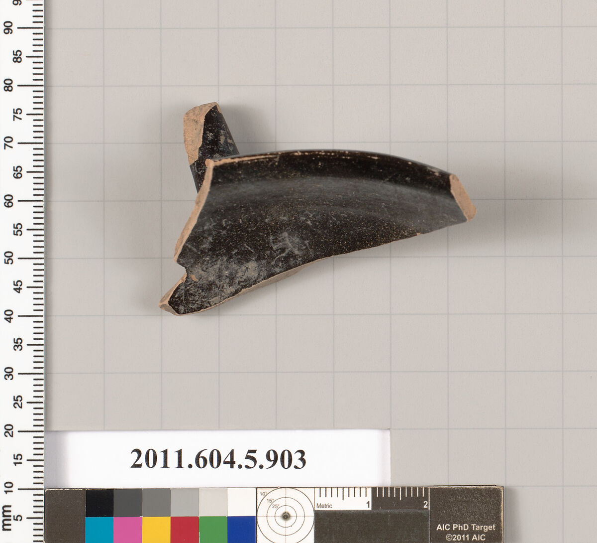 Terracotta rim fragment of a kylix (drinking cup), Terracotta, Greek, Attic