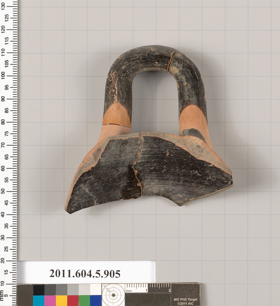 Terracotta fragment of a kylix (drinking cup), Terracotta, Greek, Attic