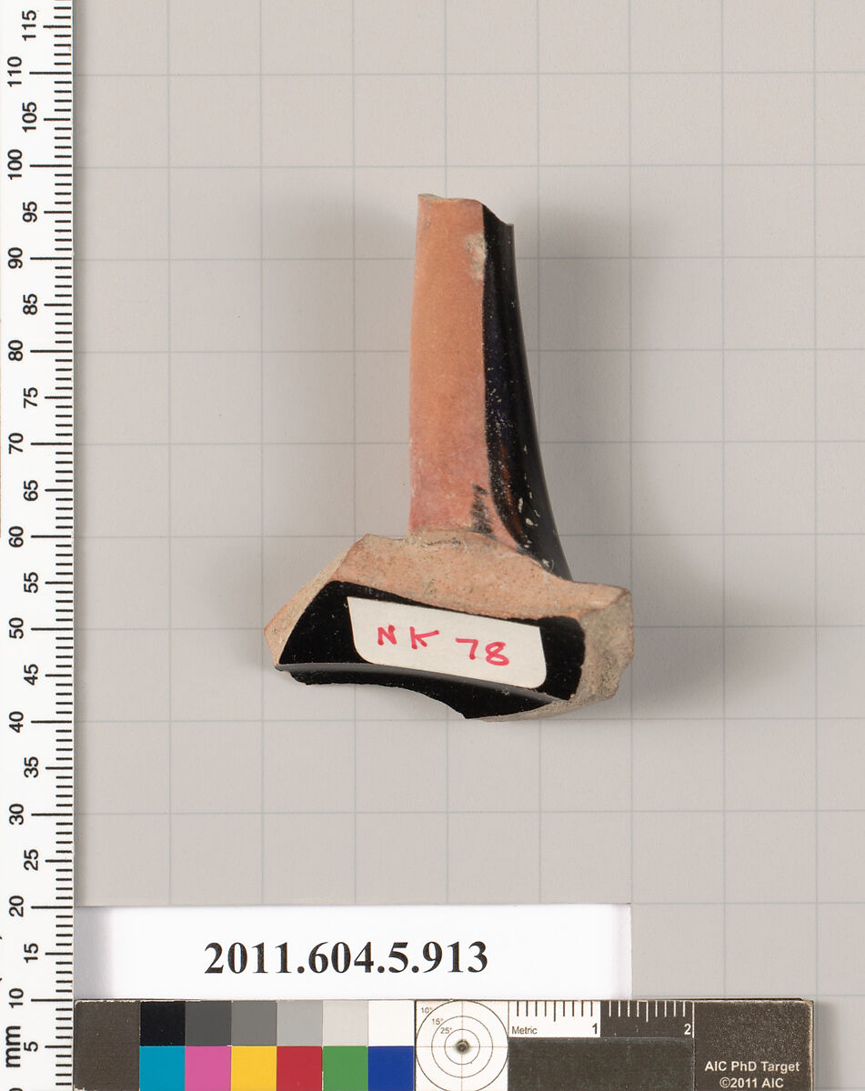 Terracotta fragment of a kylix (drinking cup), Terracotta, Greek, Attic