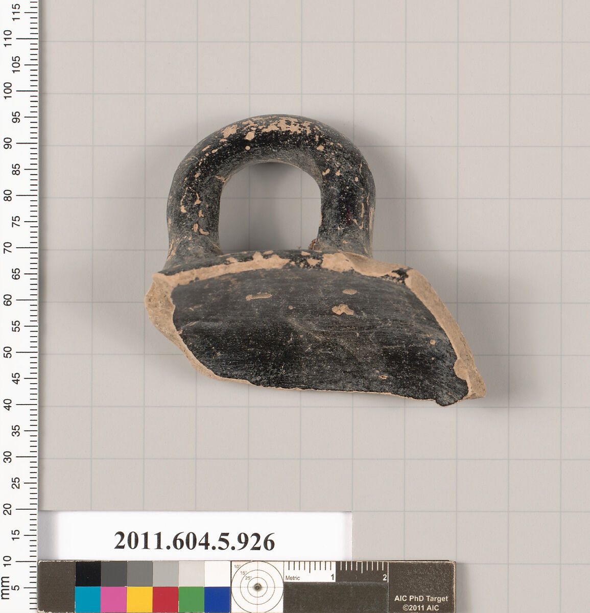 Terracotta rim fragment of a kylix (drinking cup)?, Terracotta, Greek, Attic