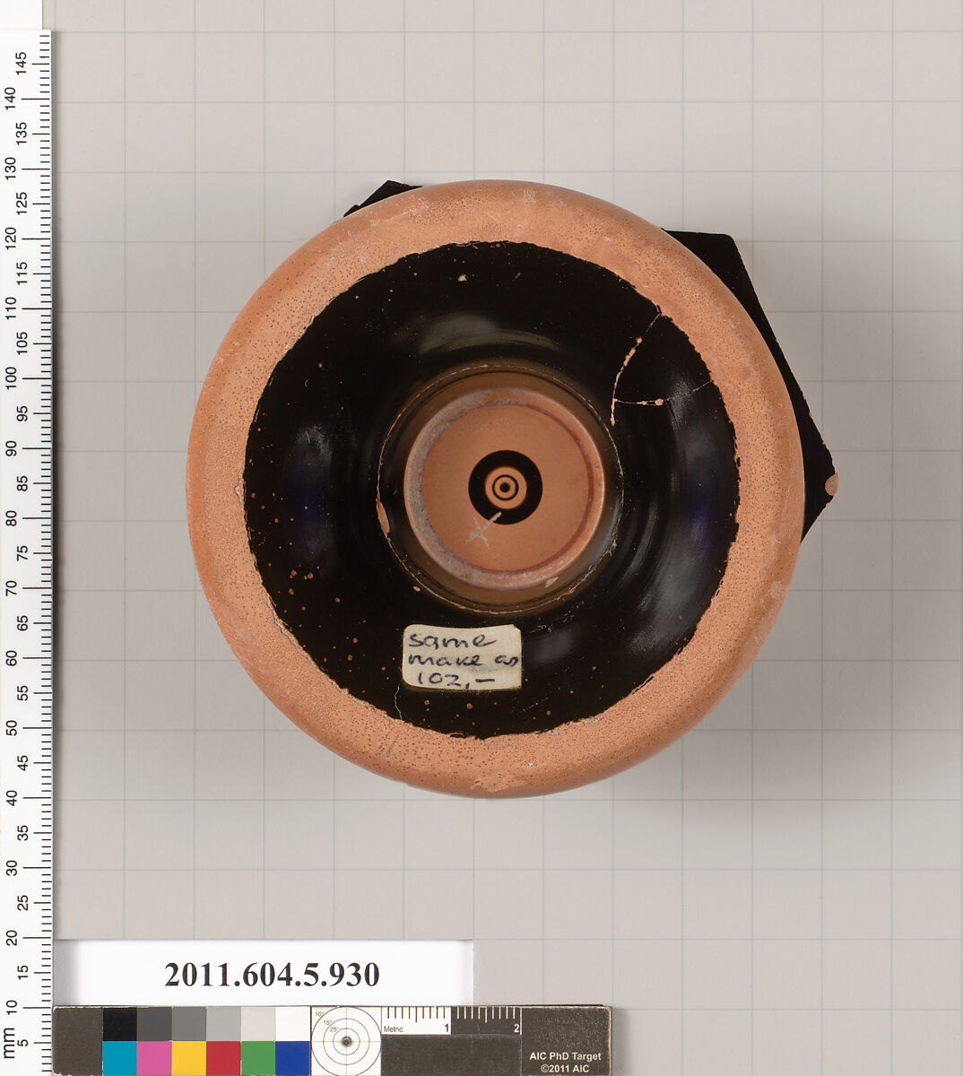 Terracotta fragment of a kylix (drinking cup), Terracotta, Greek, Attic