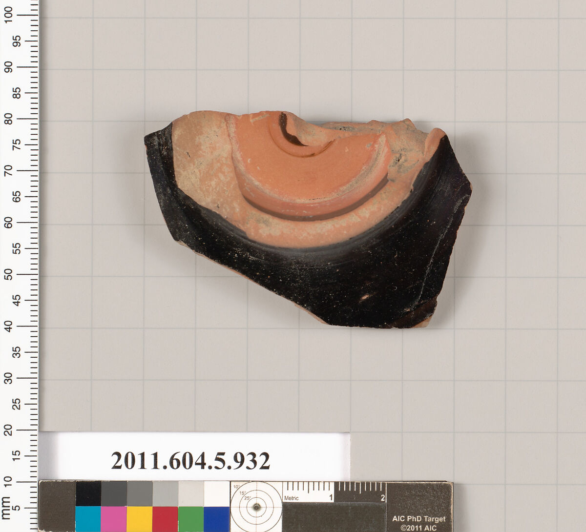 Terracotta fragment of a kylix (drinking cup), Terracotta, Greek, Attic
