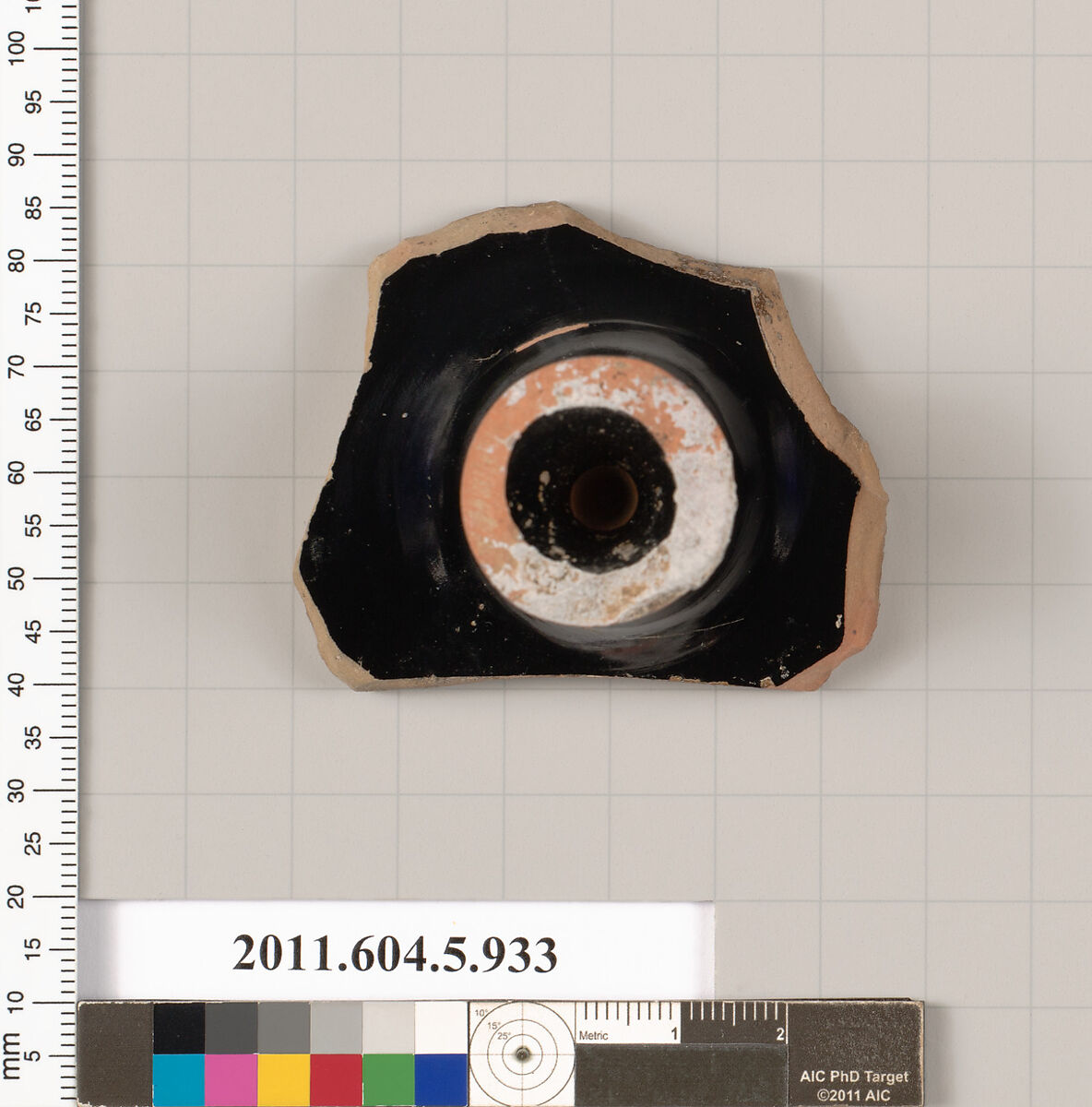 Terracotta fragment of a kylix (drinking cup), Terracotta, Greek, Attic