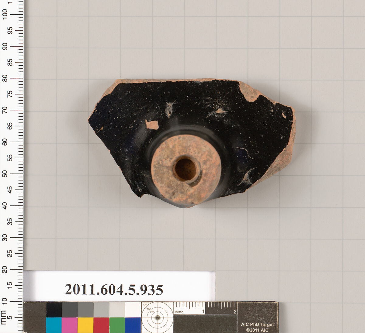 Terracotta fragment of a kylix (drinking cup), Terracotta, Greek, Attic