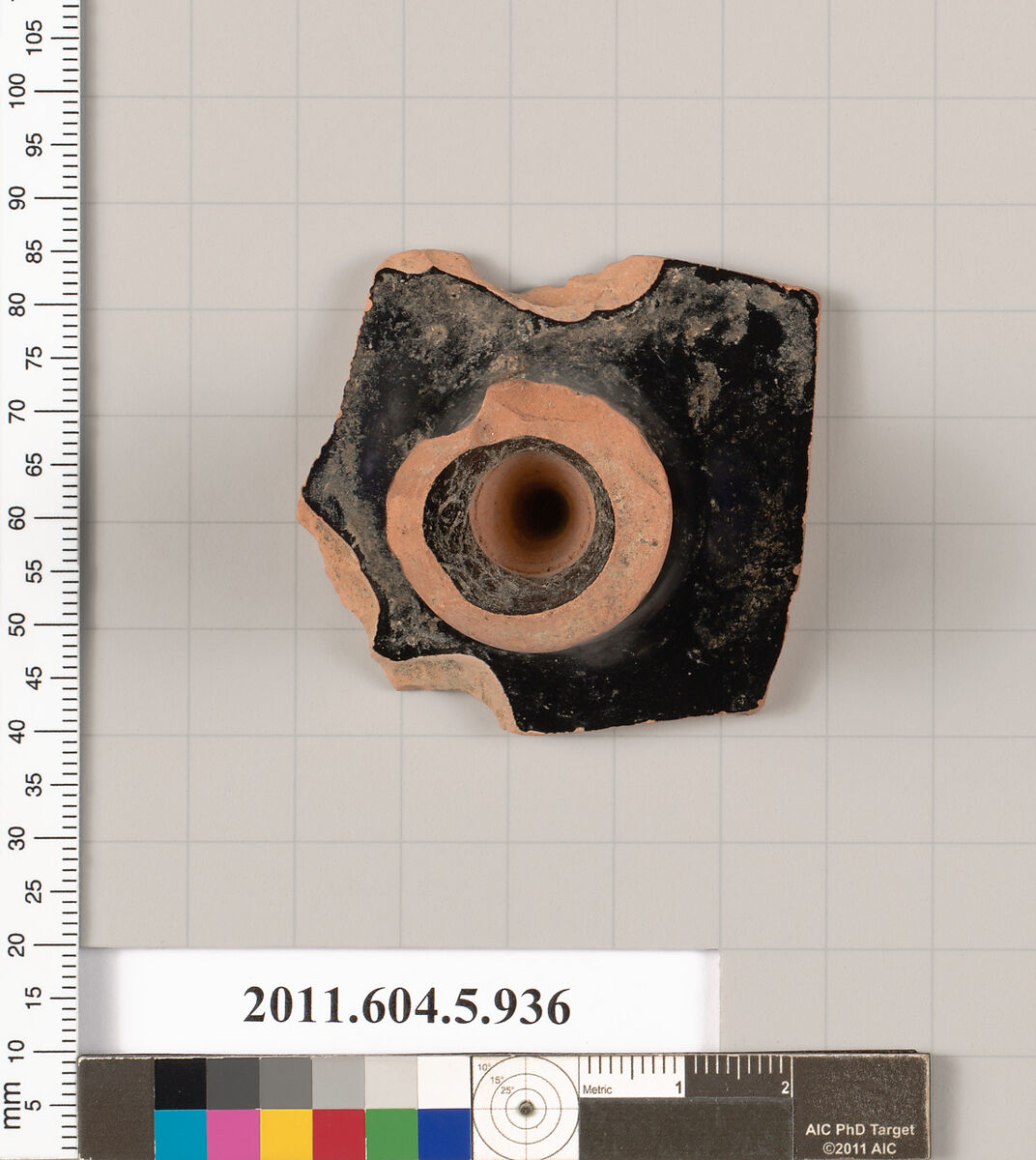 Terracotta fragment of a kylix (drinking cup), Terracotta, Greek, Attic