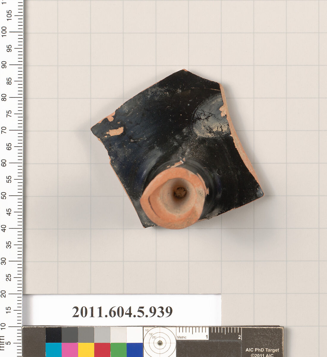 Terracotta fragment of a kylix (drinking cup), Terracotta, Greek, Attic