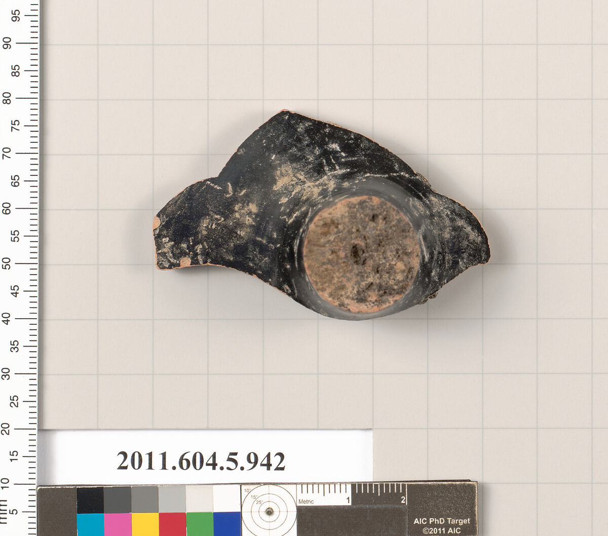 Terracotta fragment of a kylix (drinking cup), Terracotta, Greek, Attic
