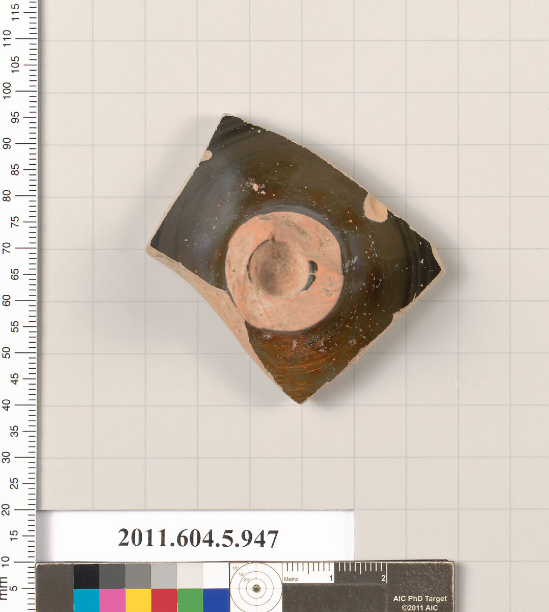 Terracotta fragment of a kylix (drinking cup), Terracotta, Greek, Attic