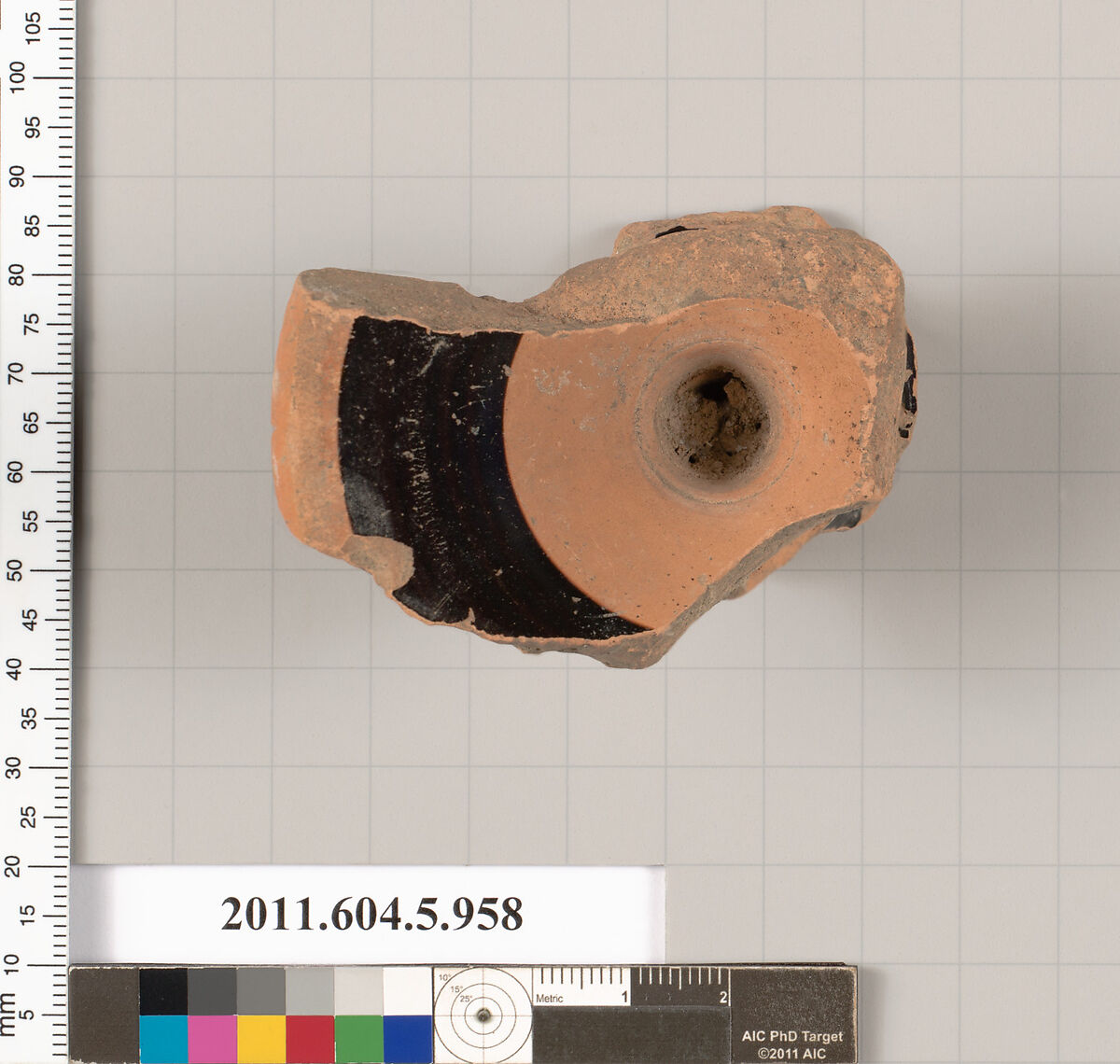 Terracotta fragment of a kylix (drinking cup), Terracotta, Greek, Attic