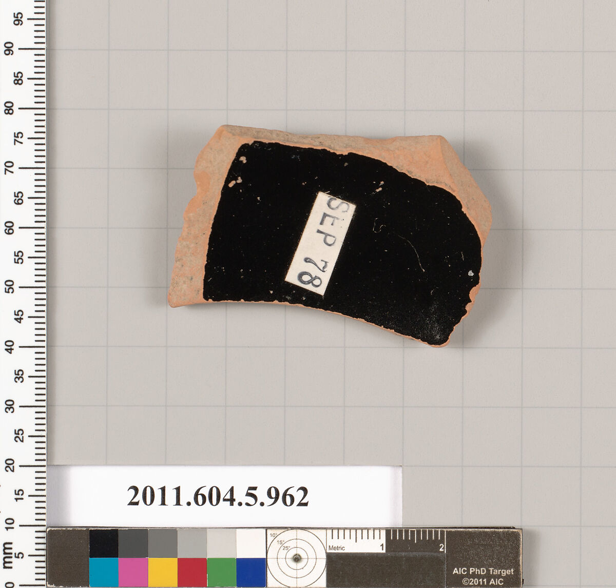 Terracotta fragment of a stemless kylix (drinking cup), Terracotta, Greek, Attic