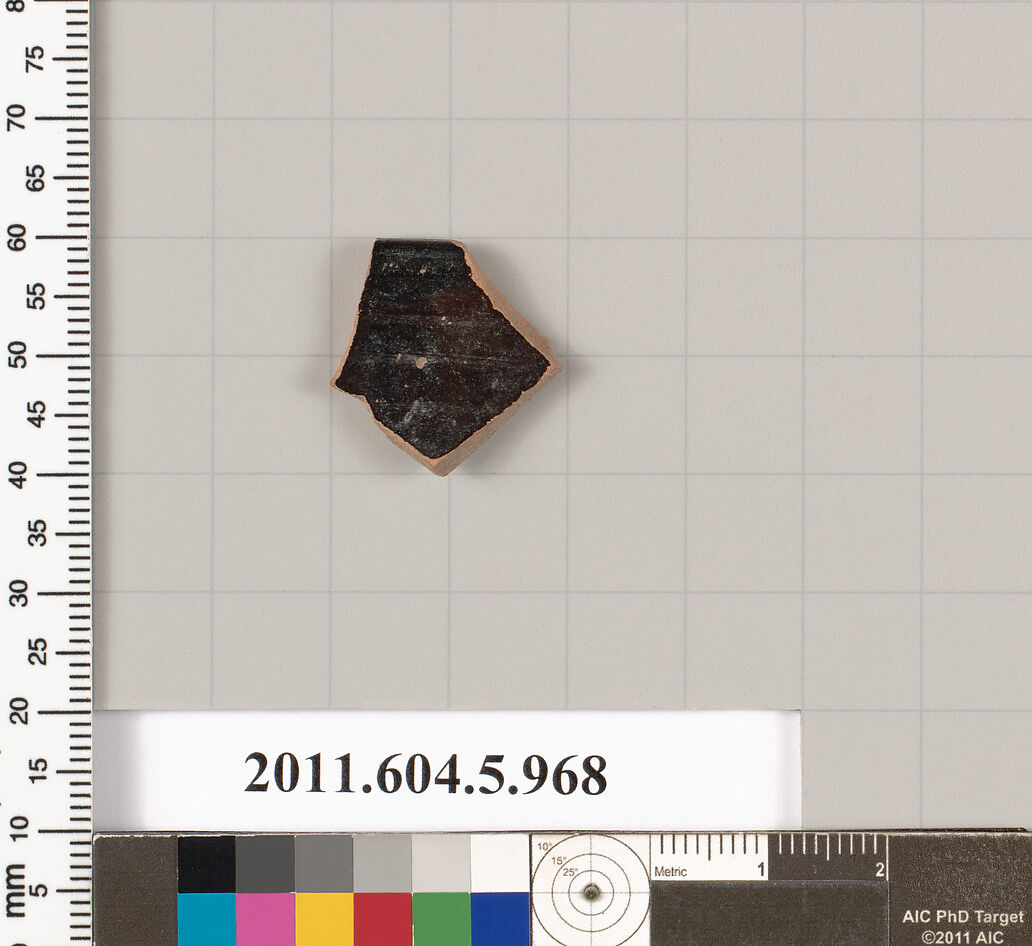 Terracotta rim fragment of a kylix (drinking cup), Terracotta, Greek, Attic