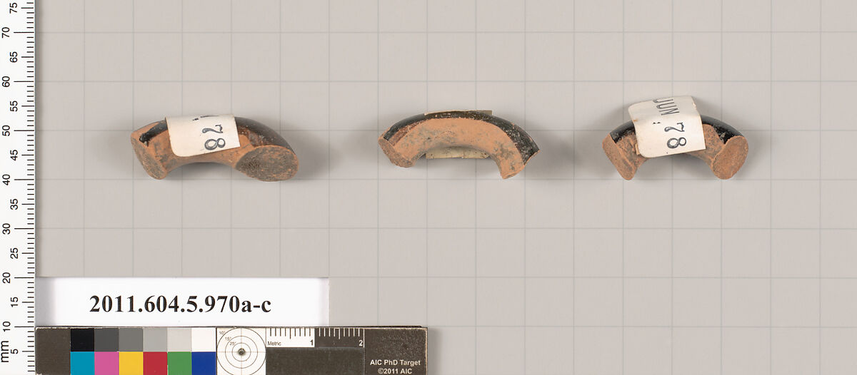 Terracotta fragments of kylikes (drinking cups), Terracotta, Greek, Attic
