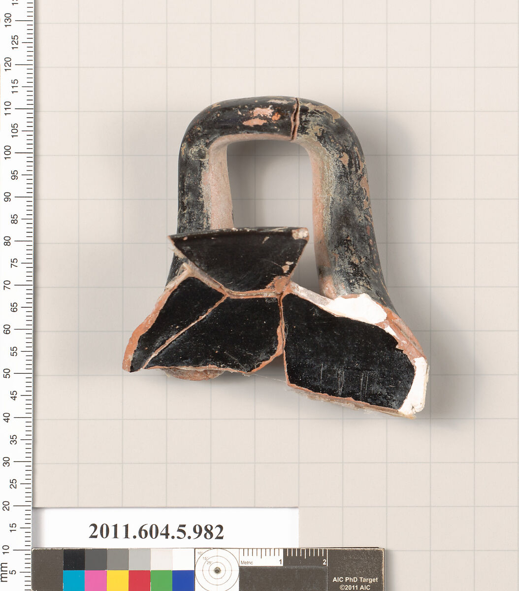 Terracotta rim fragment of a kylix (drinking cup), Terracotta, Greek, Attic