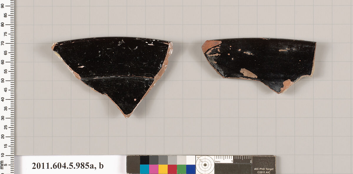 Terracotta rim fragments of kylikes (drinking cups), Terracotta, Greek, Attic