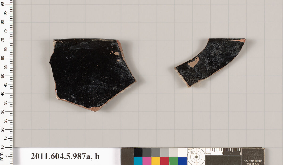 Terracotta rim fragments of kylikes (drinking cups), Terracotta, Greek, Attic
