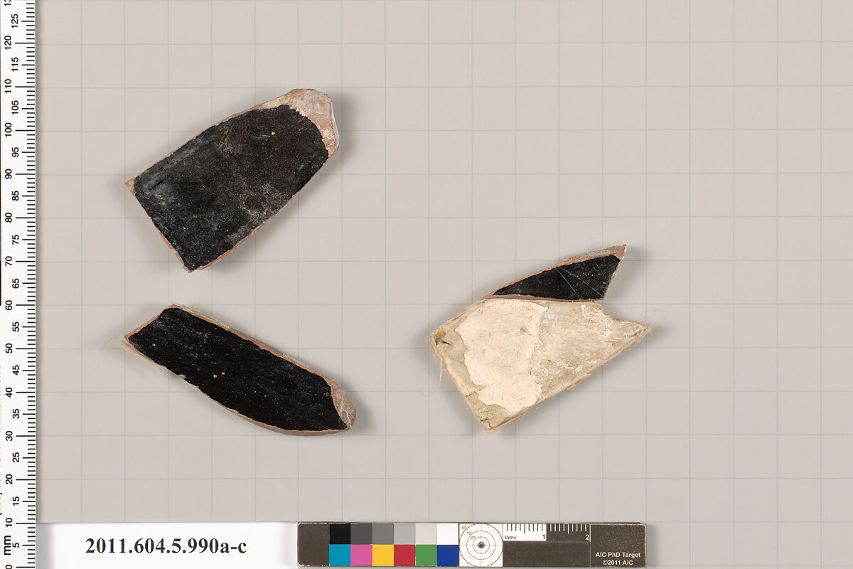 Terracotta fragments of kylikes (drinking cups), Terracotta, Greek, Attic