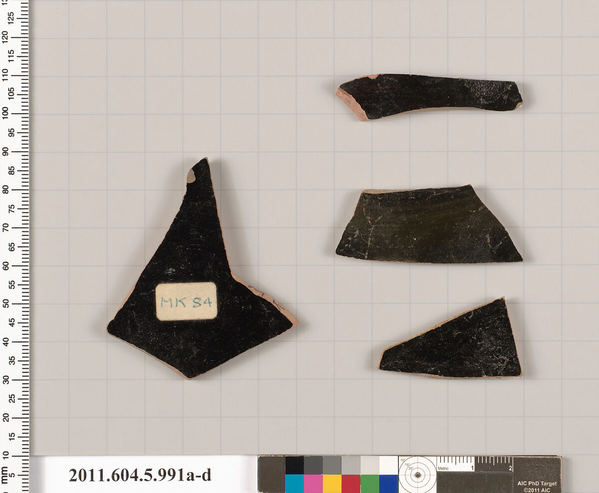 Terracotta fragments of kylikes (drinking cups), Terracotta, Greek, Attic