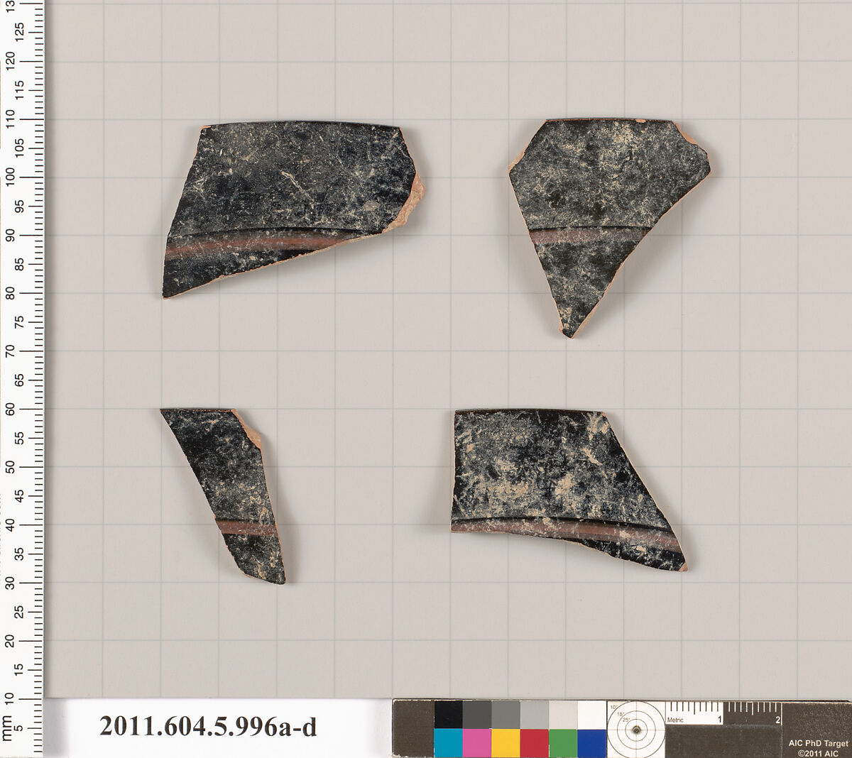 Terracotta rim fragments of a kylix (drinking cup)?, Terracotta, Greek, Attic 