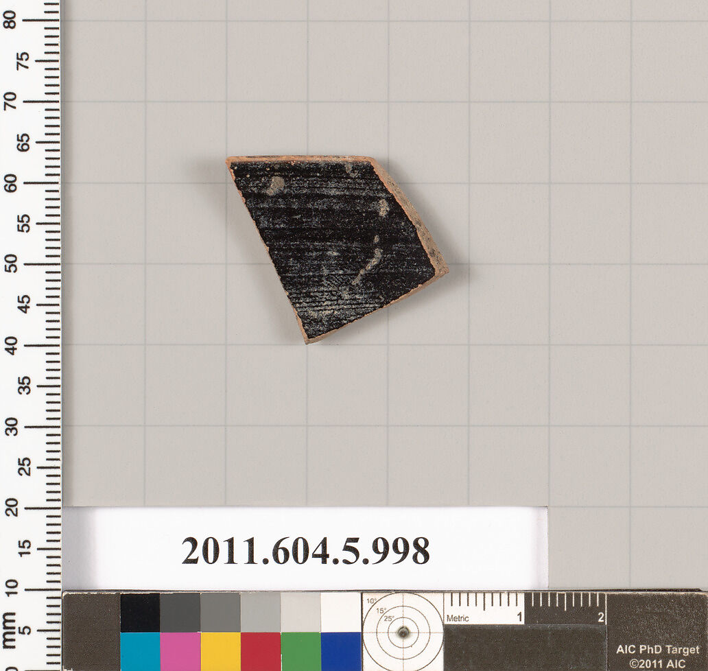 Terracotta rim fragment of a kylix (drinking cup)?, Terracotta, Greek, Attic