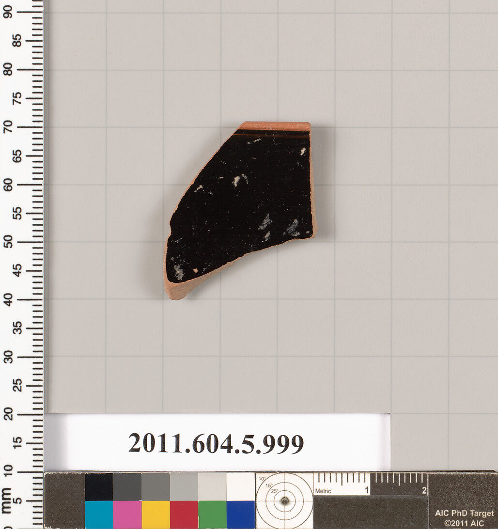 Terracotta rim fragment of a kylix (drinking cup)?, Terracotta, Greek, Attic