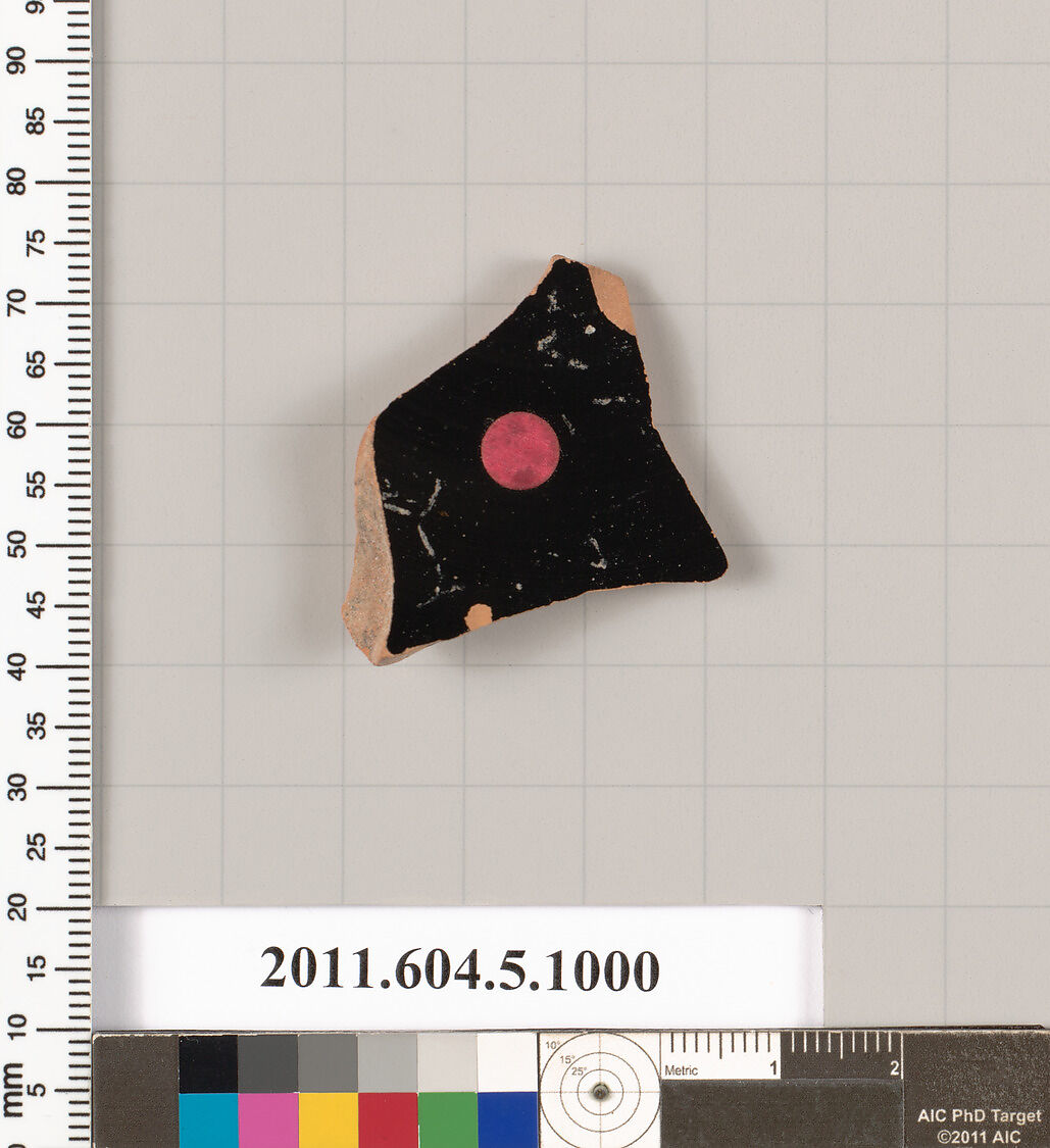 Terracotta fragment of a kylix (drinking, Terracotta, Greek, Attic