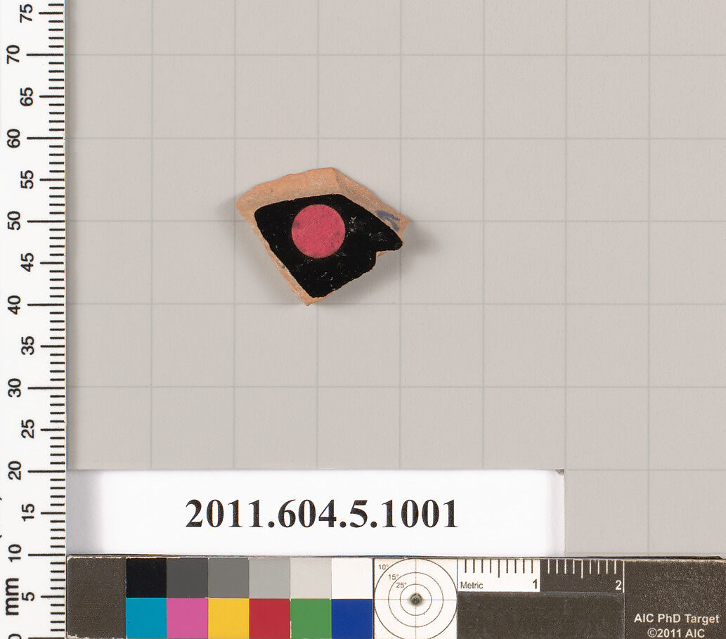 Terracotta fragment of a kylix (drinking, Terracotta, Greek, Attic