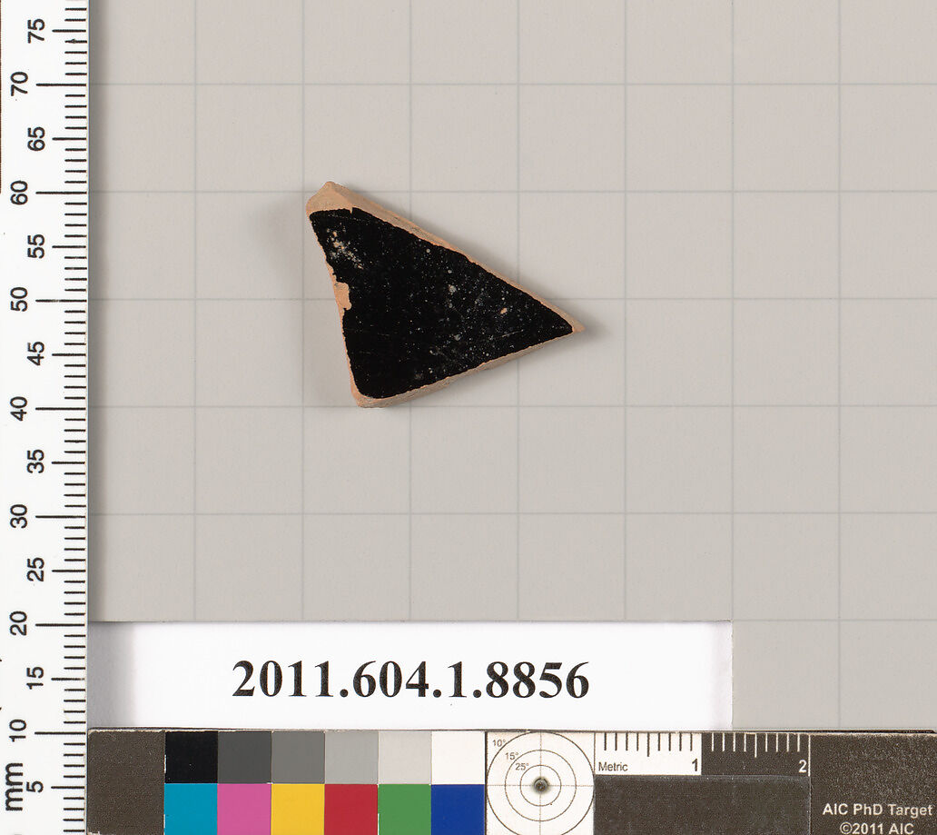 Terracotta fragment of a kylix (drinking cup), Terracotta, Greek, Attic