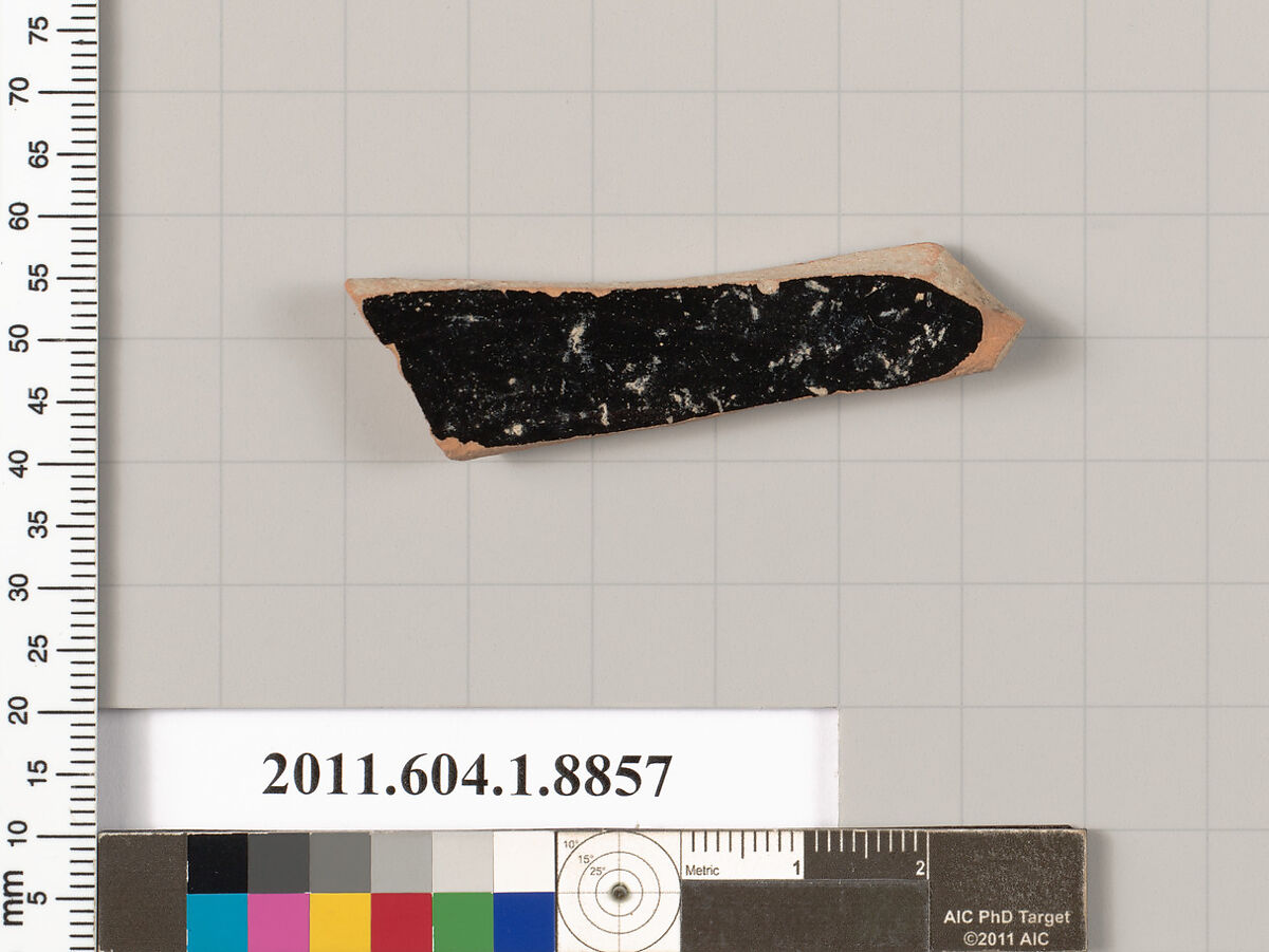 Terracotta fragment of a kylix (drinking cup), Terracotta, Greek, Attic