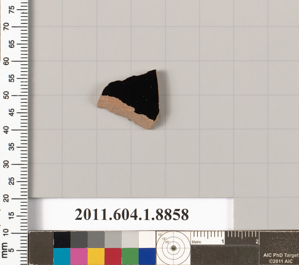 Terracotta fragment of a kylix (drinking cup), Terracotta, Greek, Attic