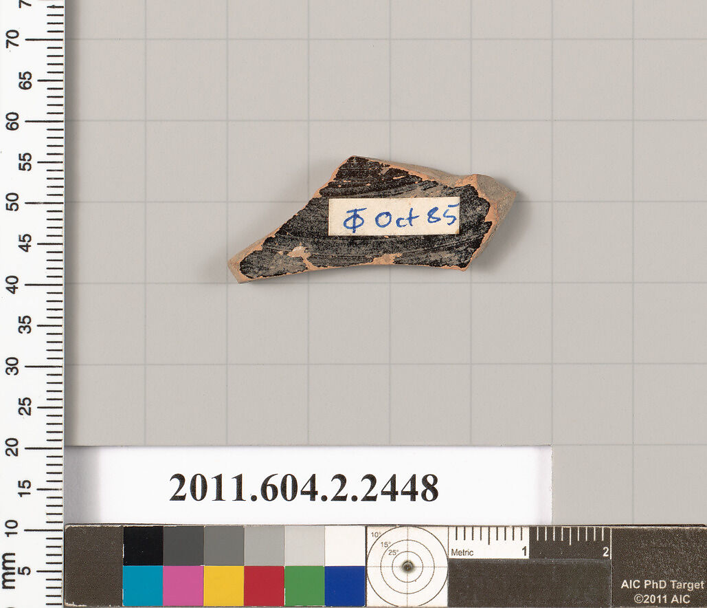 Terracotta fragment of an undetermined shape, Terracotta, Greek, Attic