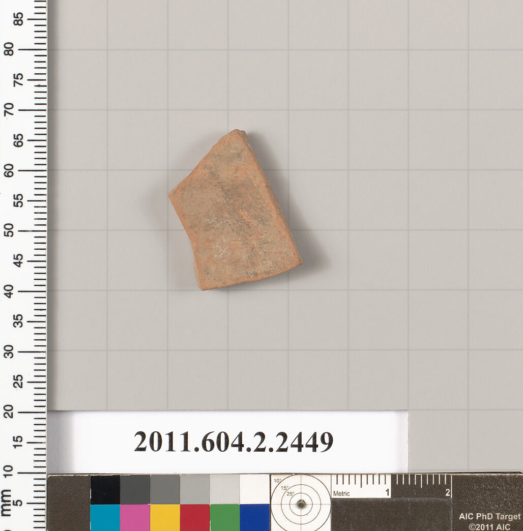 Terracotta fragment of a closed shape, Terracotta, Greek, Attic