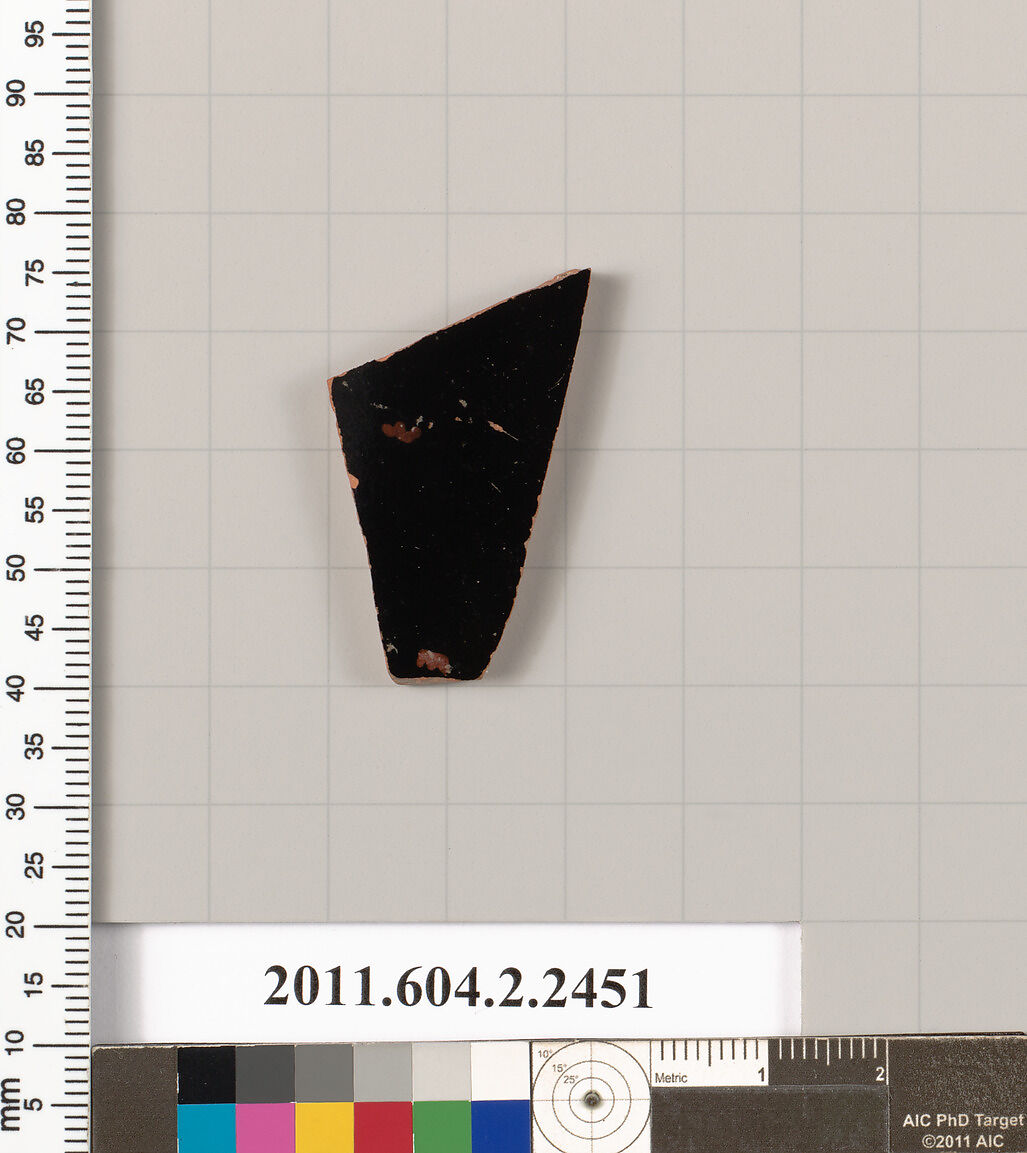 Terracotta fragment of a closed shape, Terracotta, Greek, Attic 