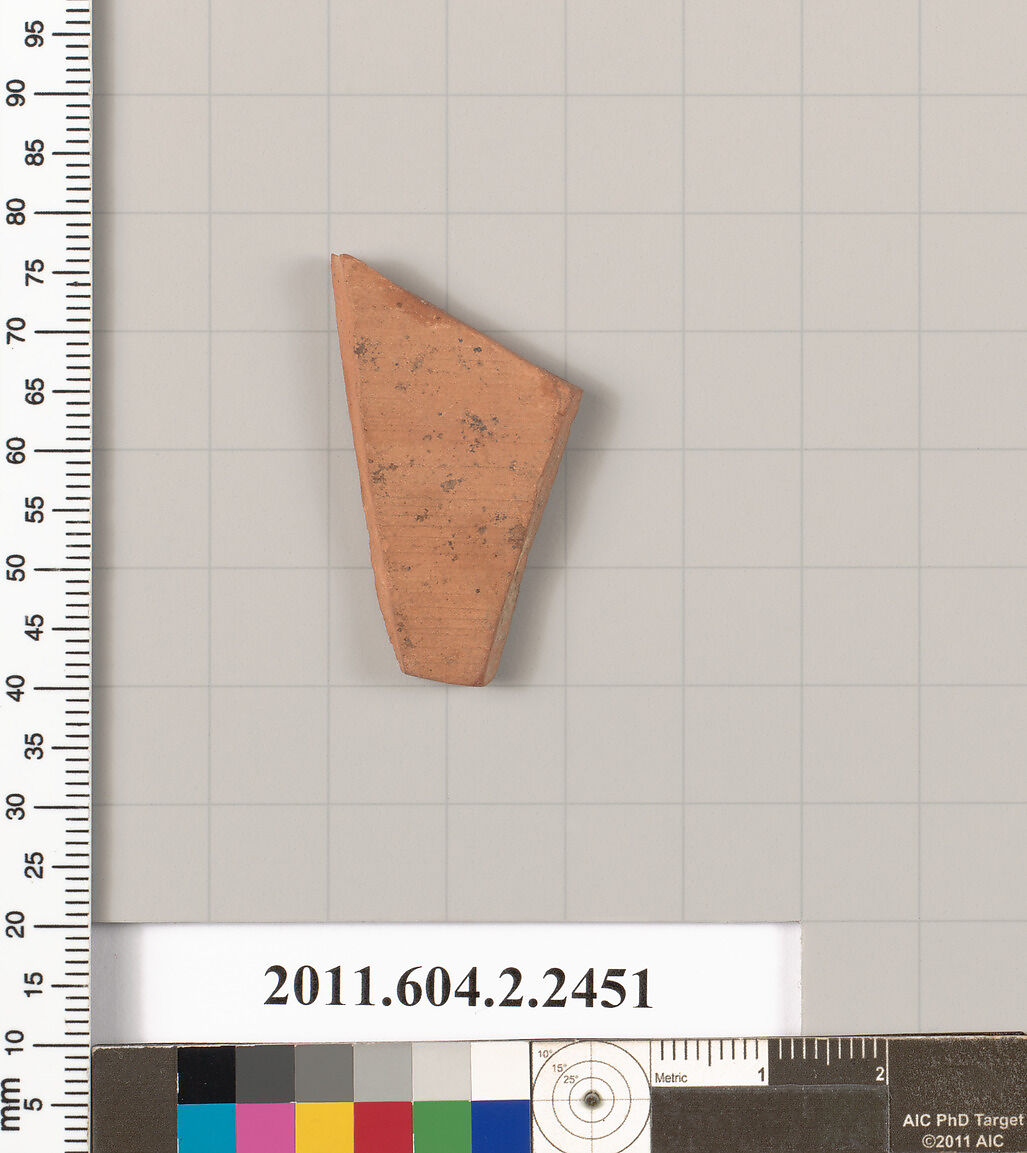 Terracotta fragment of a closed shape, Terracotta, Greek, Attic