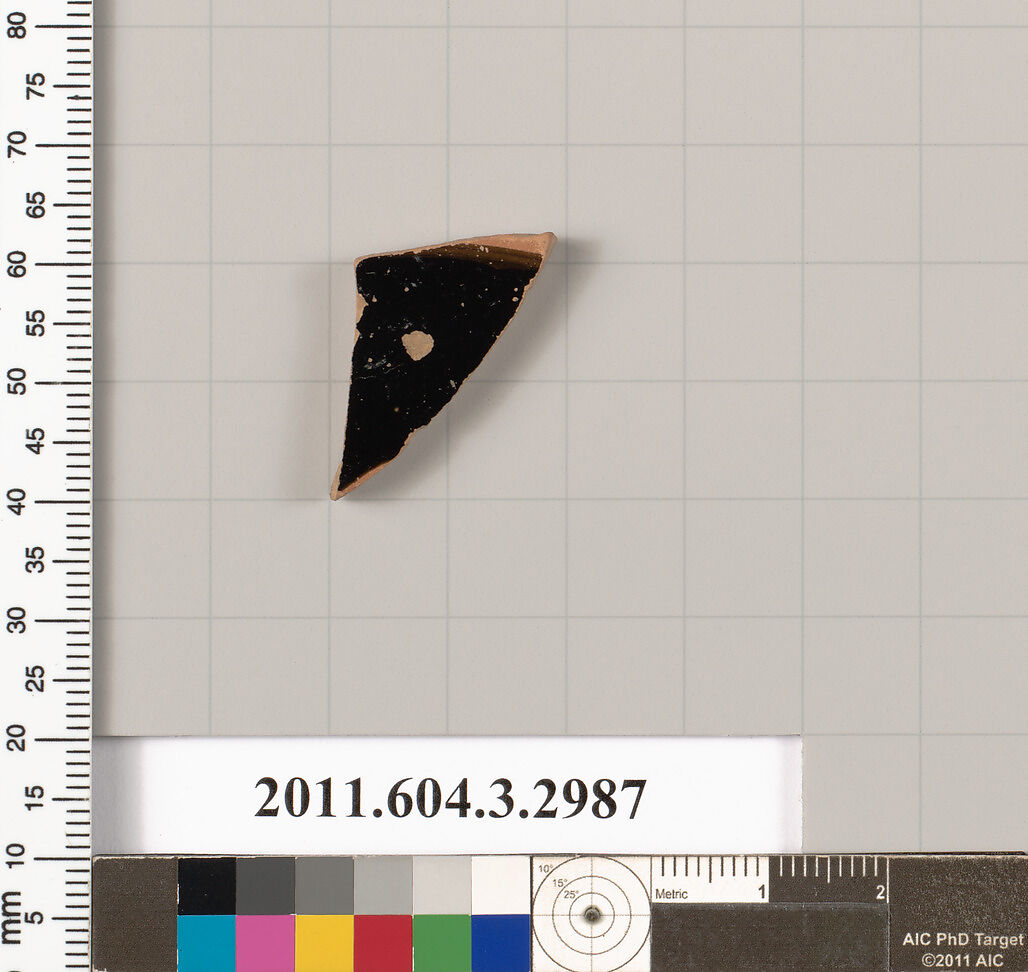 Terracotta fragment of an open shape, Terracotta, Greek, Attic