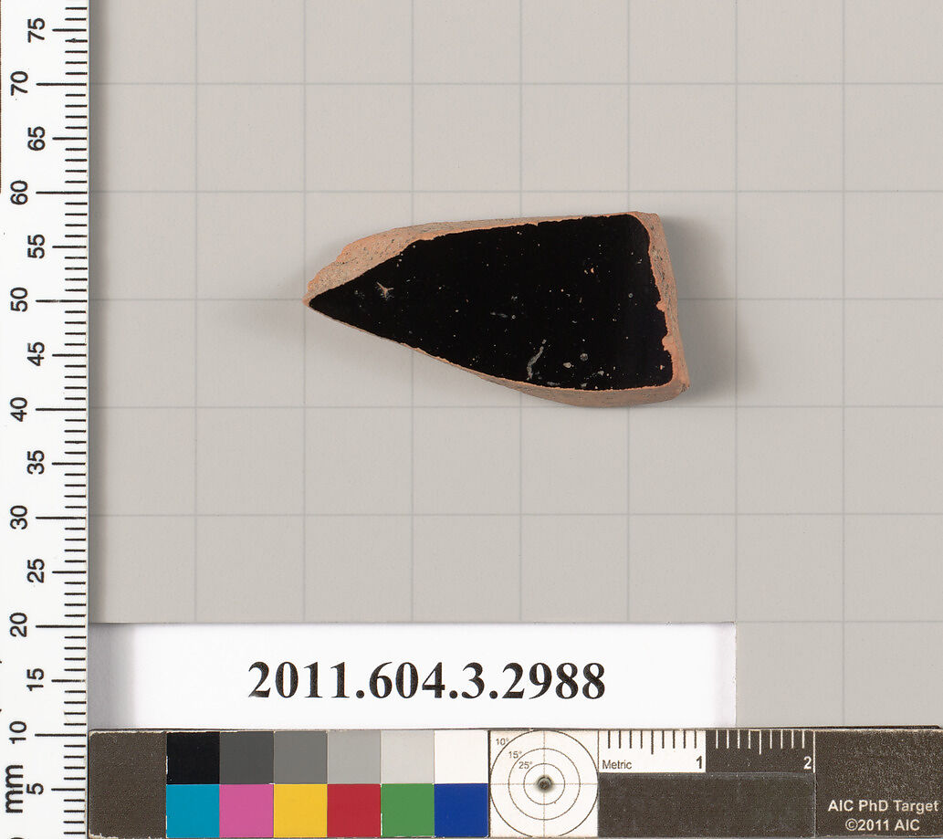 Terracotta fragment of an open shape, Terracotta, Greek, Attic