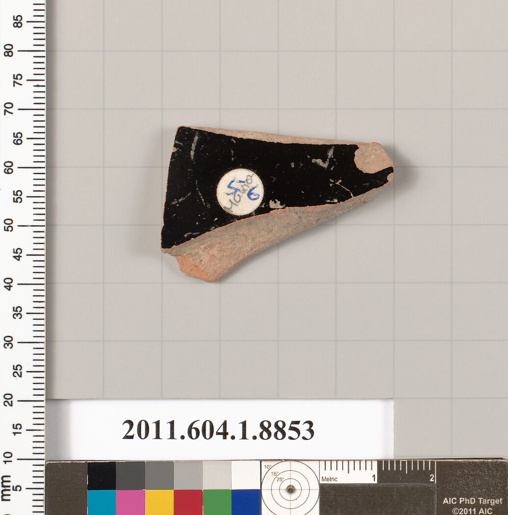 Terracotta fragment of a kylix (drinking cup), Attributed to Makron [DvB], Terracotta, Greek, Attic